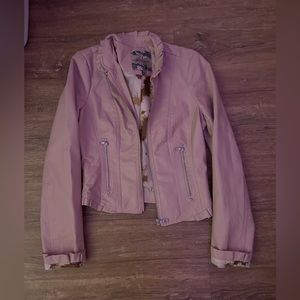 Women’s Pink Leather Jacket Body Central Size Small Zip Up